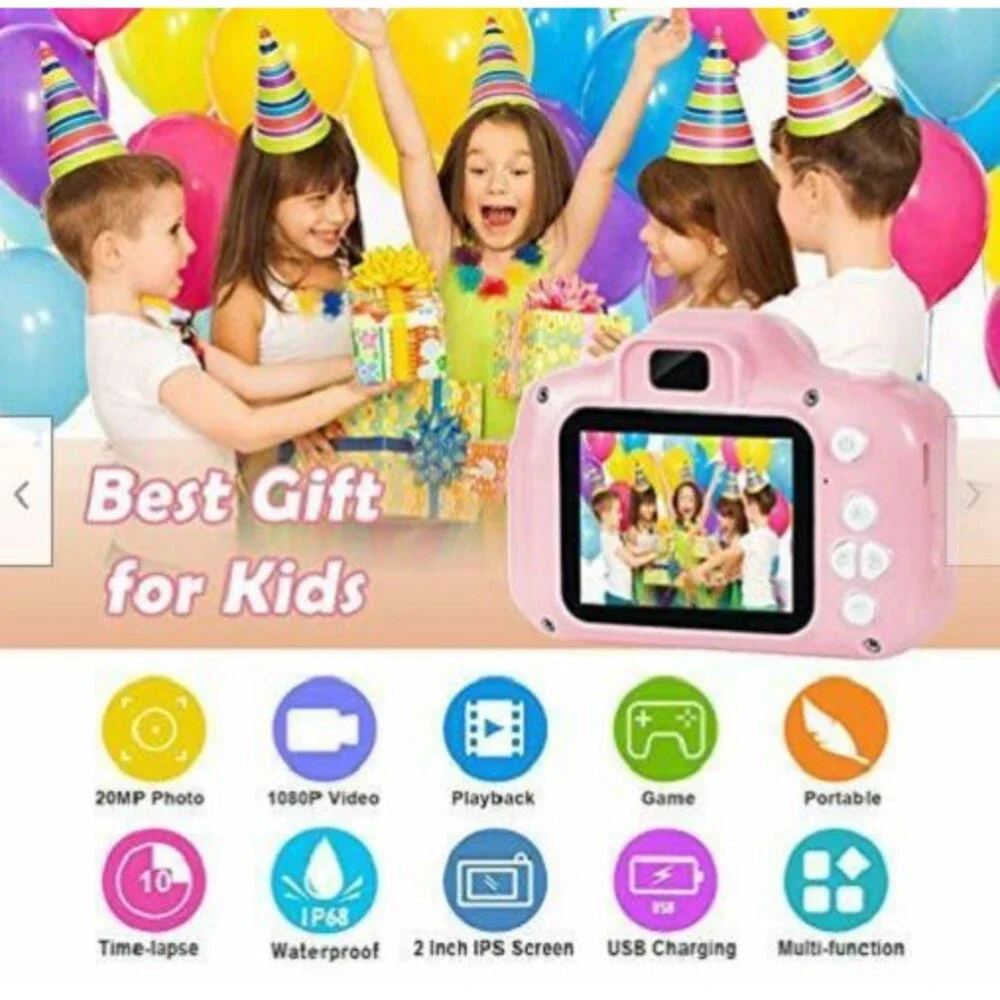 Agoigo Kids Waterproof Camera Pink 2 inch Screen Comes With Extra Set Blue NIB
